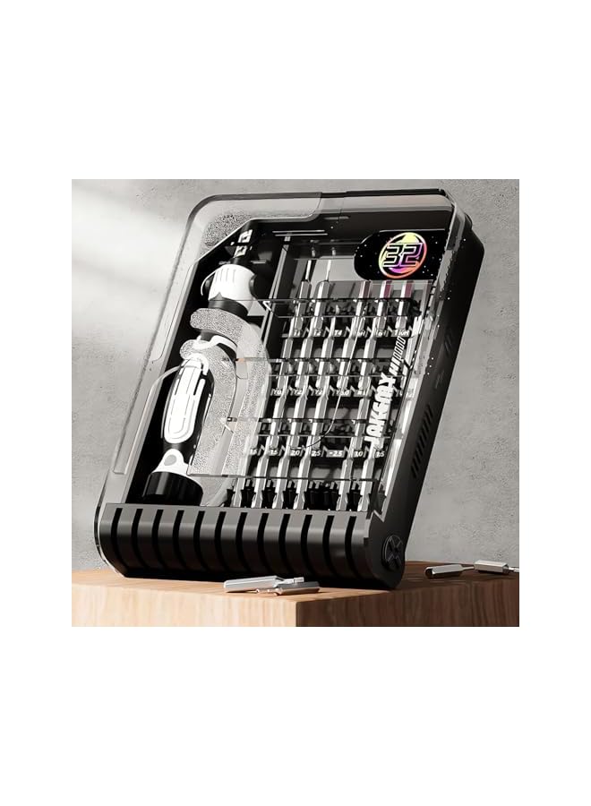 PROMASS promass Precision Screwdriver Set, 32-Piece Magnetic Bits with Tweezers, Ideal for Repairing Mobile Phones, Laptops, Cameras, Tablets, and More, Compact Electronic Repair Kit (Black)  - Image 4