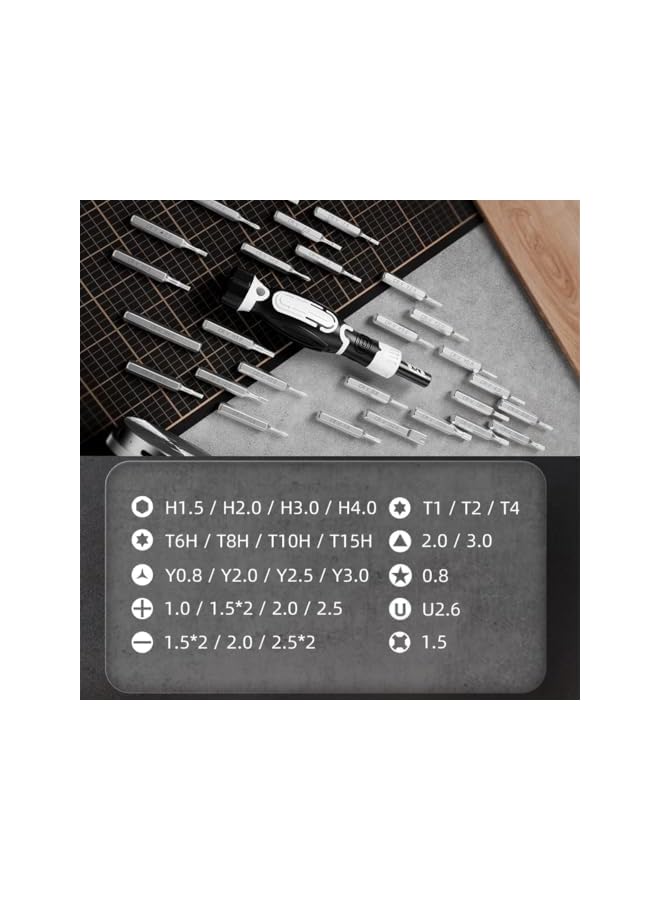 PROMASS promass Precision Screwdriver Set, 32-Piece Magnetic Bits with Tweezers, Ideal for Repairing Mobile Phones, Laptops, Cameras, Tablets, and More, Compact Electronic Repair Kit (Black)  - Image 3