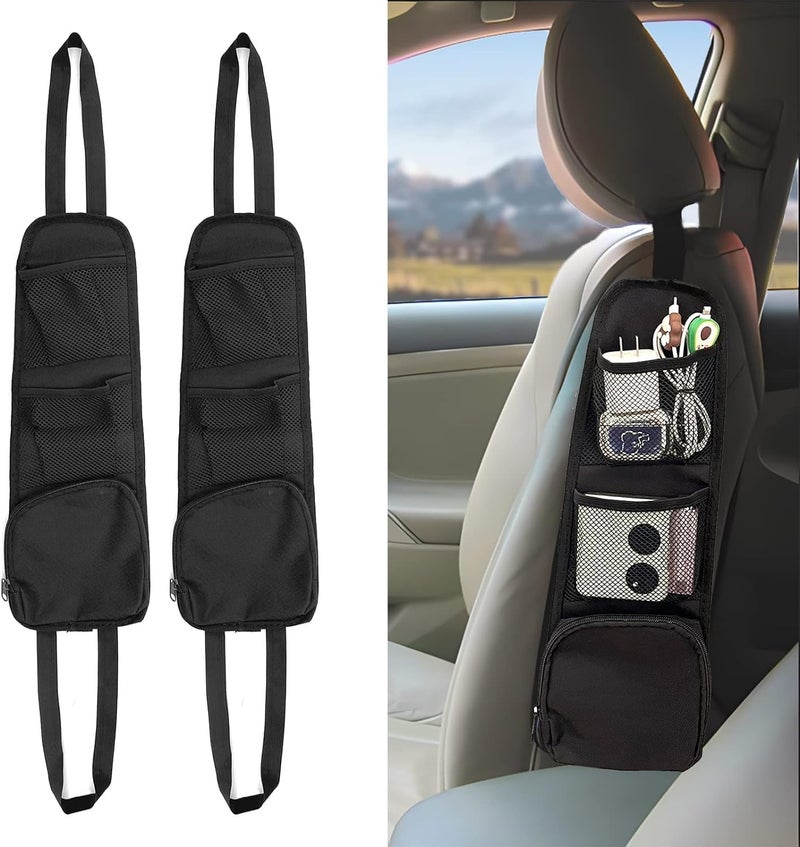 BEANPRECOY 2PCS Car Seat Organizer, Mesh Hanging Storage Bag with Multi-Pocket, Side Seat Pocket Holder for Phone, Wallet, Glasses, Universal Fit for Car SUV Truck Accessories - Image 1
