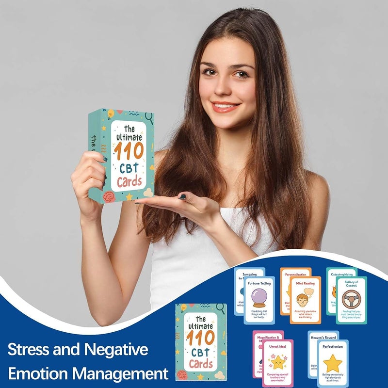 SYOSI 110 CBT Cards for Cognitive Behavioral Therapy, Positive Mindfulness Flashcards for Stress Relief and Emotional Well-Being for Teens, Adults, Therapists - Image 2