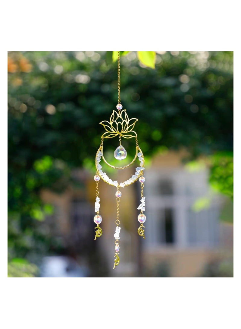 XiuWoo Lotus Crystal Suncatcher Garden Hanging Sun Catcher Opal Prisms Catchers for Window Indoor Outdoor Patio Backyard Decoration Home Office Car Charm Gift Mom  - Image 4
