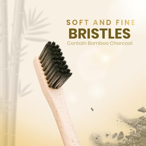 Vernam Wheat Straw Toothbrush | Eco-Friendly | Charcoal Infused Soft Bristles | Gentle on Gums Soft Toothbrush | Manual Toothbrush for Adults - Sustainable and Gentle Oral Care | Pack of 1 | 3 Brushes - Image 2