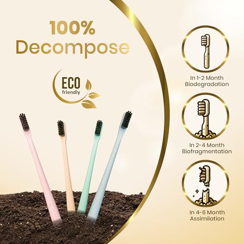 Vernam Wheat Straw Toothbrush | Eco-Friendly | Charcoal Infused Soft Bristles | Gentle on Gums Soft Toothbrush | Manual Toothbrush for Adults - Sustainable and Gentle Oral Care | Pack of 1 | 3 Brushes - Image 5