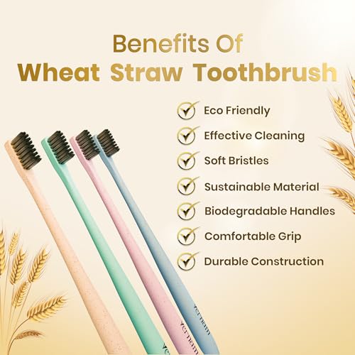 Vernam Wheat Straw Toothbrush | Eco-Friendly | Charcoal Infused Soft Bristles | Gentle on Gums Soft Toothbrush | Manual Toothbrush for Adults - Sustainable and Gentle Oral Care | Pack of 1 | 3 Brushes - Image 4