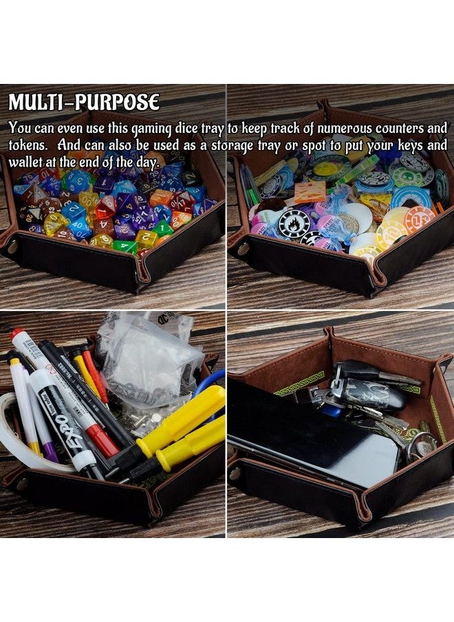 CZYY - D&D Dice Tray Pu Leather Hexagon Dice Holder Printed With Beholder Portable And Foldable Dice Rolling Mat For Board Game And Tabletop Rpg (Style B) - Image 1