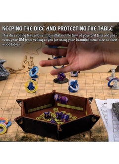 CZYY D&D Dice Tray Pu Leather Hexagon Dice Holder Printed With Beholder Portable And Foldable Dice Rolling Mat For Board Game And Tabletop Rpg (Style B)  - Image 3