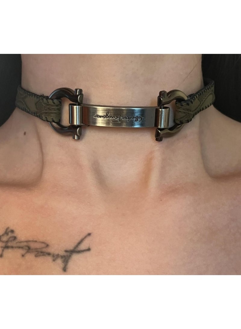 LATEEN Leather Choker Vintage Gothic Punk Choker Fancy Dress Rock Choker Necklace PU Leather Collar Choker For Women Men Accessory