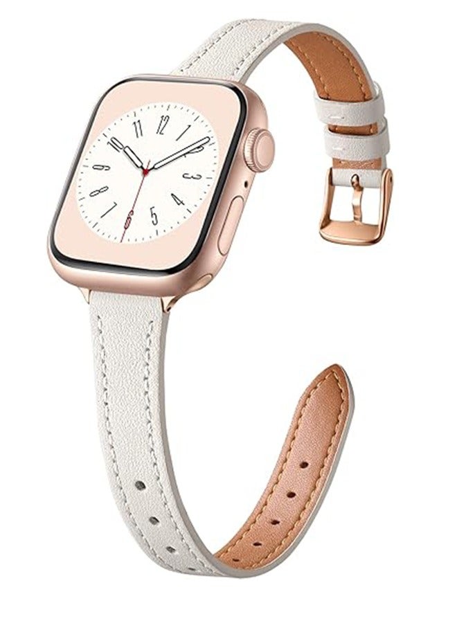 Charlam Ultra-Thin Leather Watch Band Compatible With Apple Watch Band 40mm 38mm 41mm 42mm For Women, Top Grain Genuine Leather Watch Band Thin Watch Wristband For IWatch Series 10 9 8 7 6 5 4 3 2 1 Use Ltra - Image 1