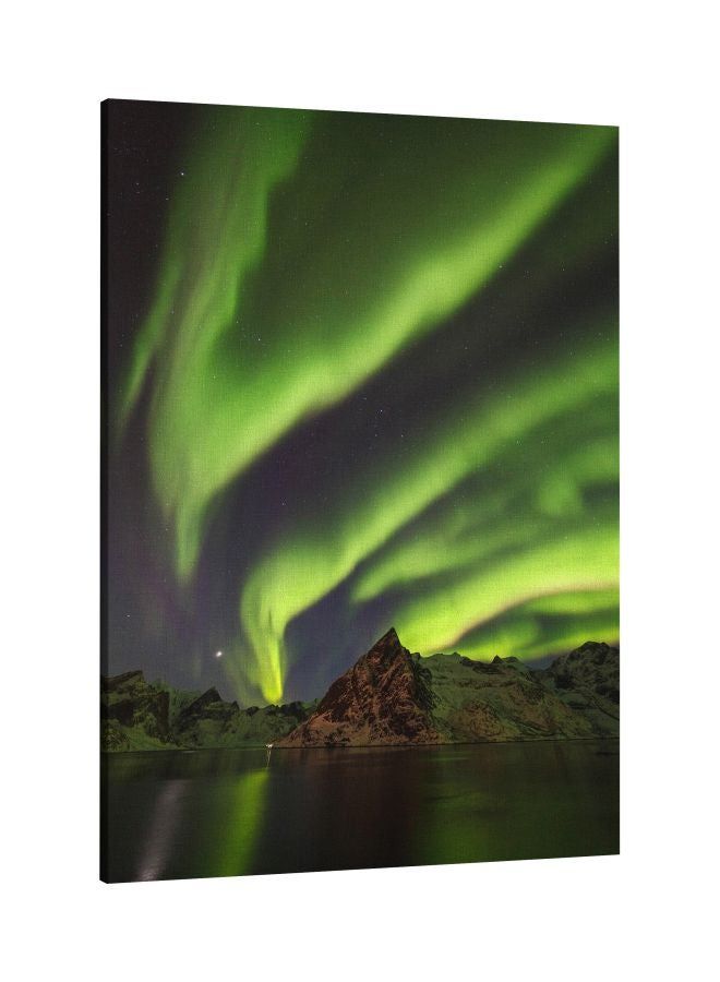 RKN Norway Lights Printed Framed Canvas Wall Art Black/Green 60 x 80centimeter - Image 2