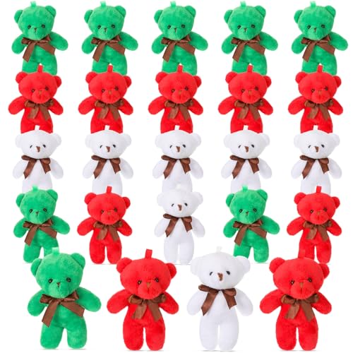 Liliful 24 Pcs 45 Inch Stuffed Animals Soft Bears with Bow Ribbon Bears for Women Birthday Decoration Gift Bear Shower FavorsRedGreenWhite - Image 1