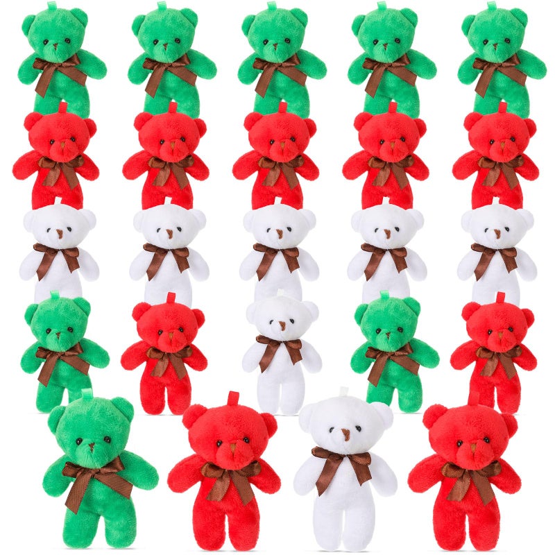 Liliful 24 Pcs 45 Inch Stuffed Animals Soft Bears with Bow Ribbon Bears for Women Birthday Decoration Gift Bear Shower FavorsRedGreenWhite - Image 3