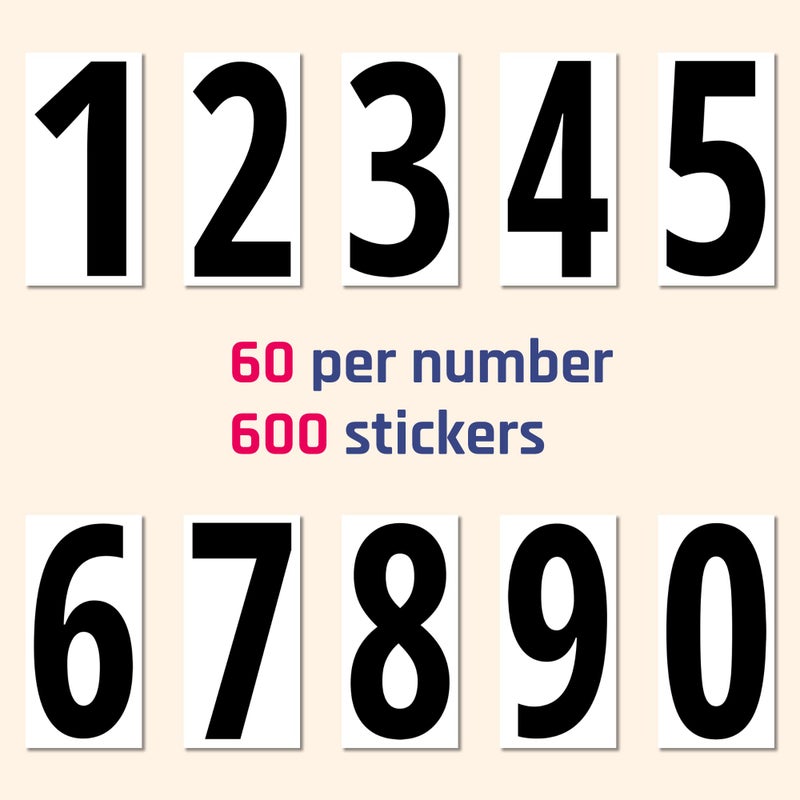 TownStix 600 Pieces, 25 mm – Self-Adhesive Numbers Vinyl Waterproof – Black Numbers - Image 2