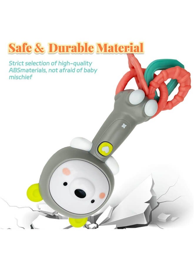 دوكو لعبة رجاجة موسيقية للأطفال، لعبة عضاضة للأطفال الرُّضع من 6-12-18 شهراً، ألعاب حسية للأطفال، هدايا للأطفال الأولاد والبنات (شكل دب) - Image 5