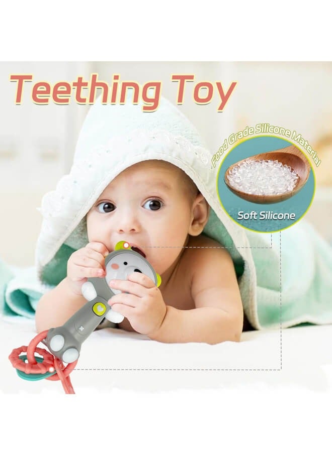 دوكو لعبة رجاجة موسيقية للأطفال، لعبة عضاضة للأطفال الرُّضع من 6-12-18 شهراً، ألعاب حسية للأطفال، هدايا للأطفال الأولاد والبنات (شكل دب) - Image 2