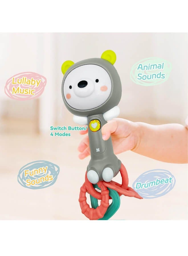 دوكو لعبة رجاجة موسيقية للأطفال، لعبة عضاضة للأطفال الرُّضع من 6-12-18 شهراً، ألعاب حسية للأطفال، هدايا للأطفال الأولاد والبنات (شكل دب) - Image 3