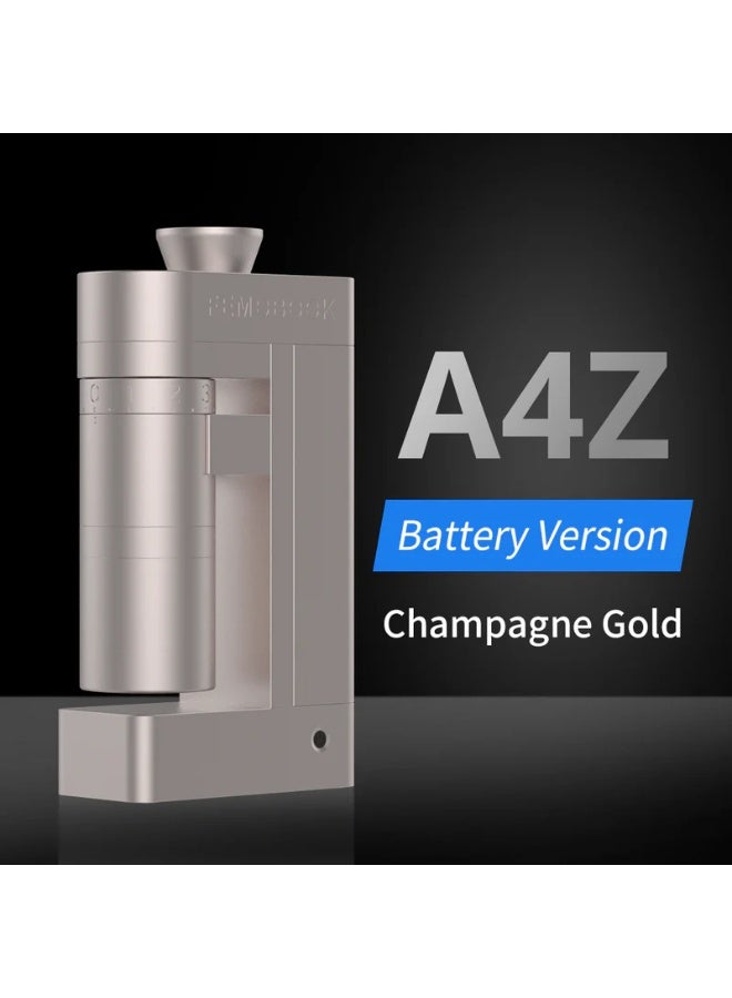 FEMOBOOK-A4Z Electric Burr Coffee Grinder, Single Dose Grinder with ZP6 Conical Burr for Pour Over USB Rechargeable Cordless Grinder with Replaceable Batteries, Champagne Gold - Image 1