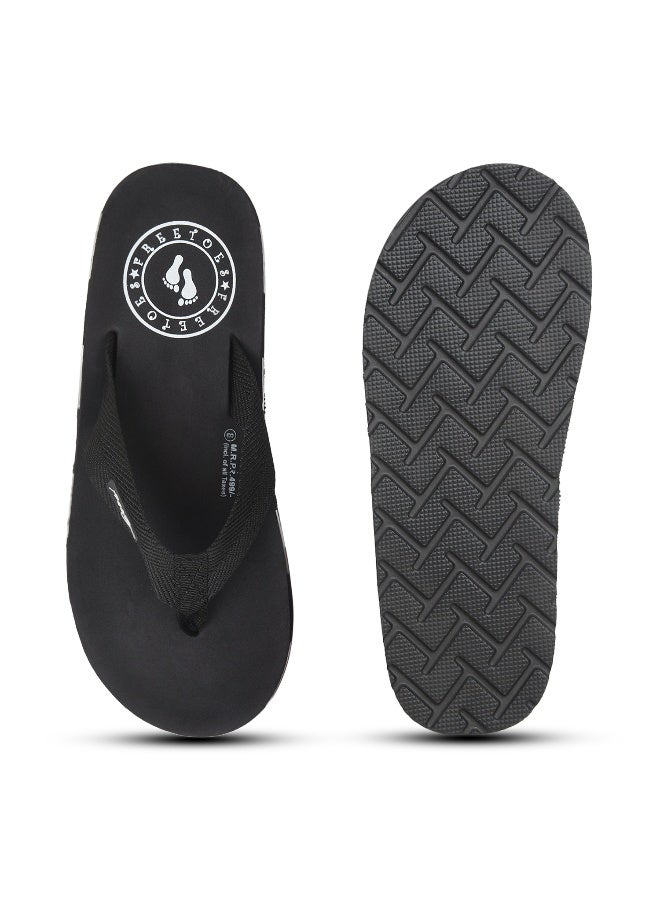 Freetoes Black Orthopedic Flip Flops for Men - Image 2