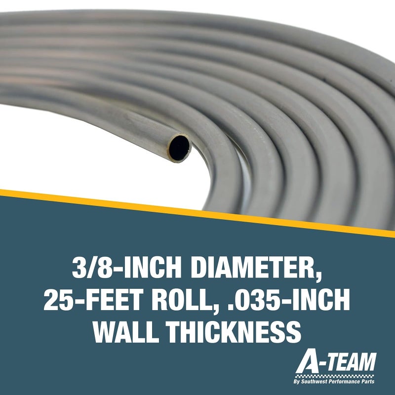 A-Team Performance Metal Fuel Line Tube - 3/8" Dia, 25 Ft Roll, .035" Wall - Aluminum Coiled Tubing Roll for Fuel Systems - Image 4