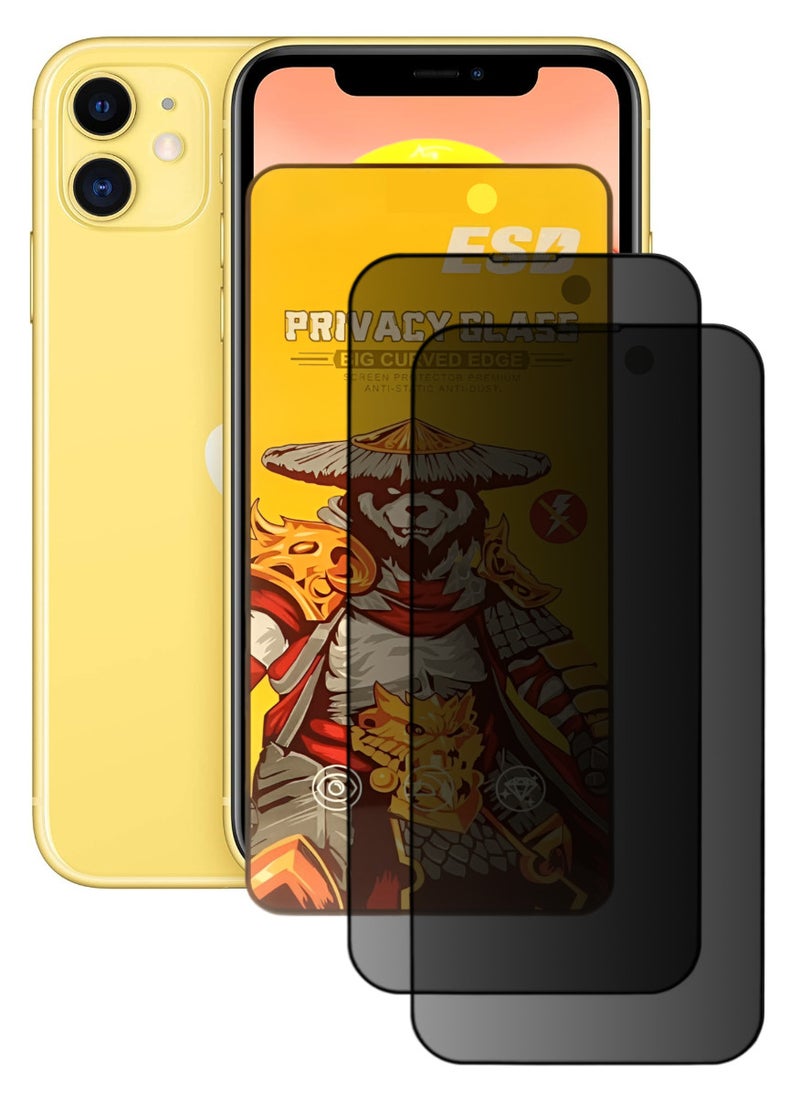 ESD 2 Pieces Tempered Dustproof Privacy Glass Screen Protector Compatible For iPhone 11  - Image 1