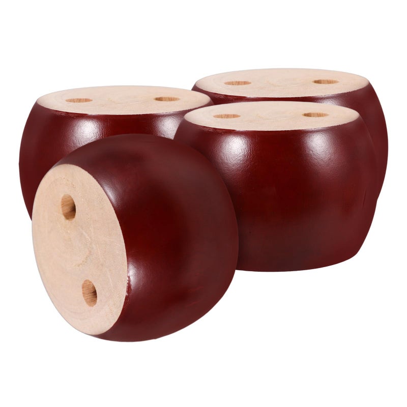 4Pcs Solid Wood Furniture Legs Red Brown 5x8cm Round Flat Base Replacement Feet for Dresser Table Chair DIY Repair - Image 2