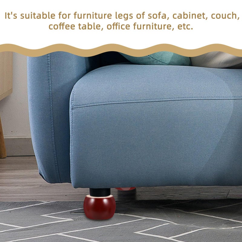 4Pcs Solid Wood Furniture Legs Red Brown 5x8cm Round Flat Base Replacement Feet for Dresser Table Chair DIY Repair - Image 4