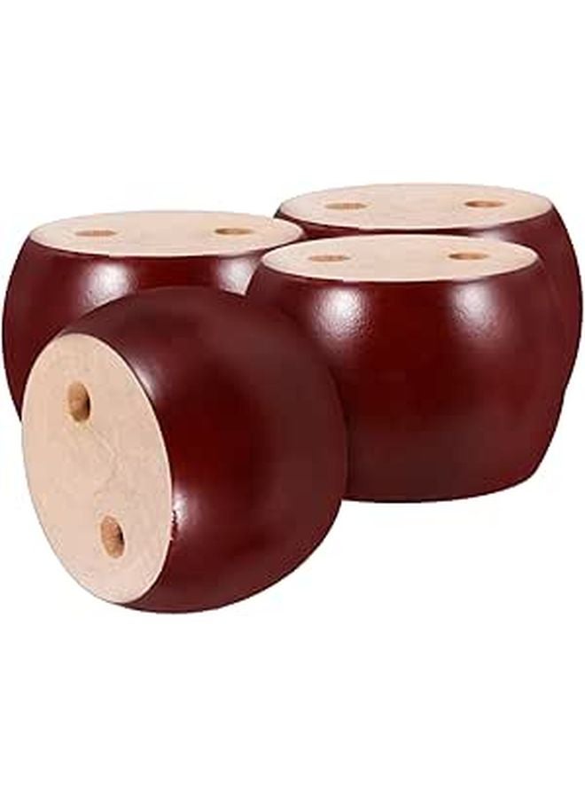 4Pcs Solid Wood Furniture Legs Red Brown 5x8cm Round Flat Base Replacement Feet for Dresser Table Chair DIY Repair - Image 1