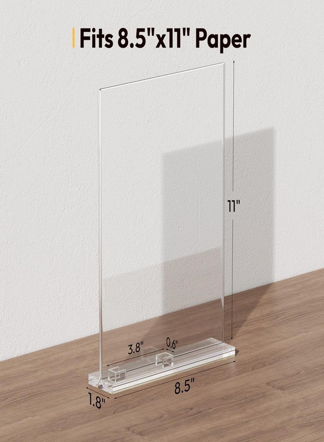 NIUBEE Acrylic Sign Holder for Realtor: 8.5 x 11 Sign Stand with Business Card Pocket for Open House - Clear Real Estate Property Document Name Card Display Supplies on Table - 3 Pack - Image 3