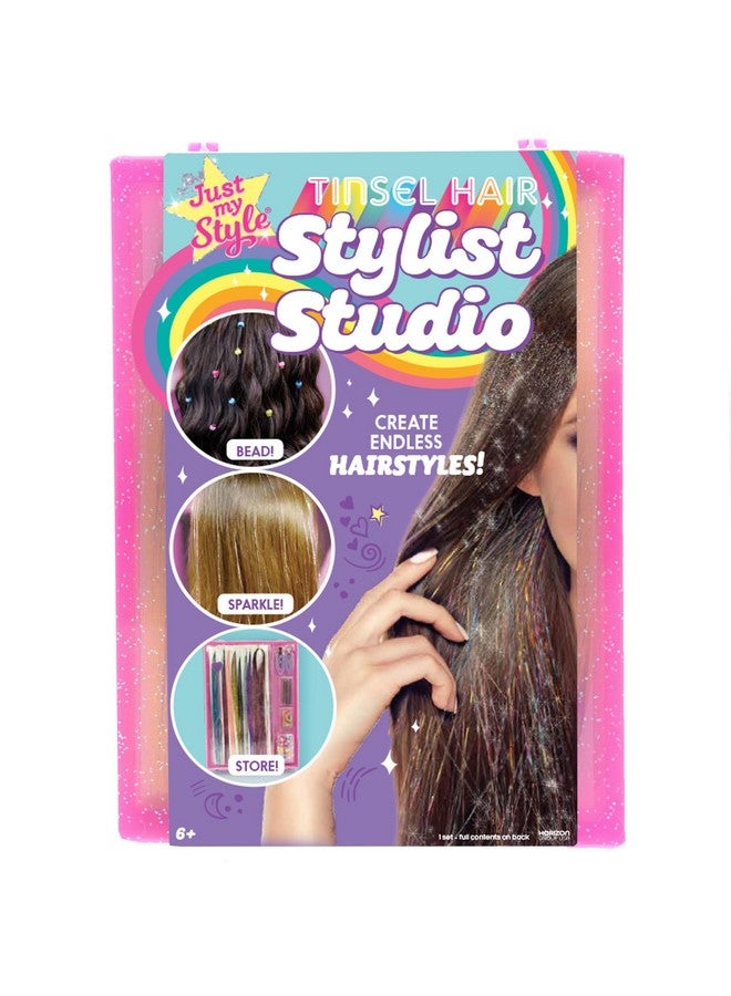 جاست ماي ستايل استوديو مصفف الشعر جاست ماي ستايل تينسل، مجموعة تينسل شعر الجنيات، 9 خيوط تينسل ملونة وأداة خرز الشعر، وصلات شعر للأطفال، إكسسوارات شعر ممتعة للمراهقين، هدايا رائعة للأطفال قبل سن المراهقة - Image 1