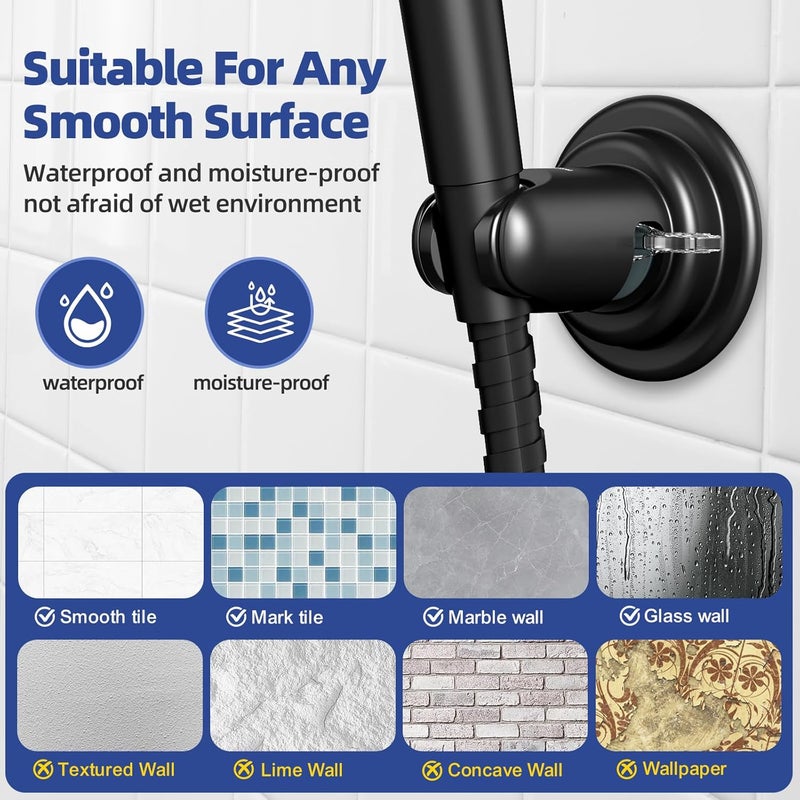 AQUAROYAL Shower Head Holder with Suction Cup,Handheld Adjustable No Drill Bathroom Wall Mount for Tile/Glass - Image 5