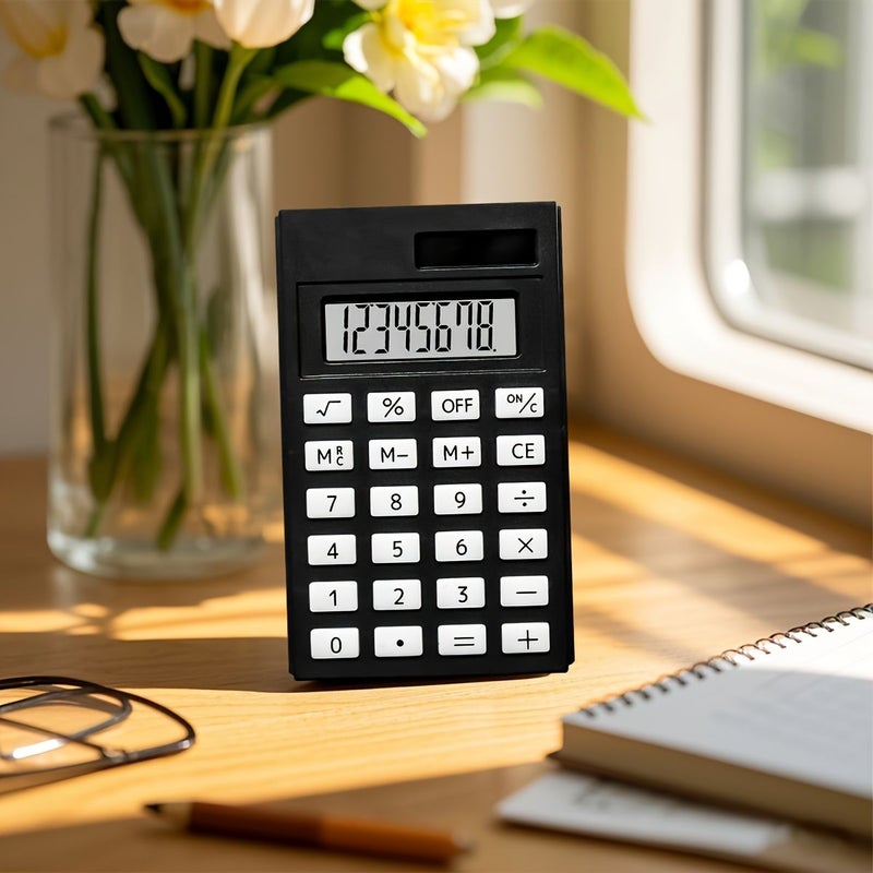 Black Solar Dual Power Calculator Portable Silent for Office Study Exams - Image 5