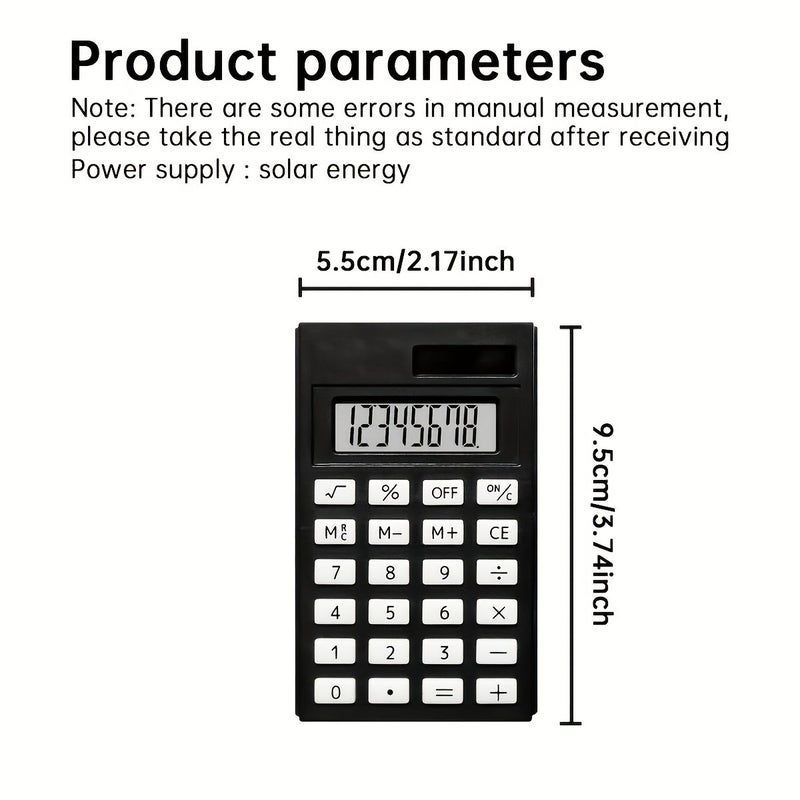 Black Solar Dual Power Calculator Portable Silent for Office Study Exams - Image 4