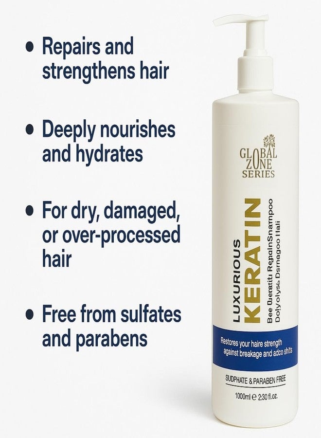 Nexify india Global Zone Series Keratin Repair Shampoo and Conditioner Set, 1000ml Each, for Extremely Dry and Damaged Hair, Sulphate and Paraben Free - Image 2
