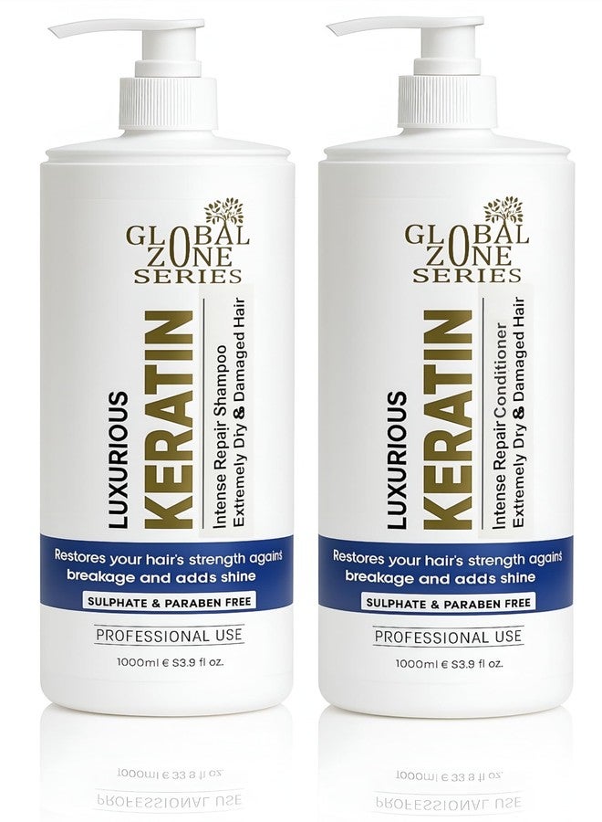 Nexify india Global Zone Series Keratin Repair Shampoo and Conditioner Set, 1000ml Each, for Extremely Dry and Damaged Hair, Sulphate and Paraben Free - Image 1
