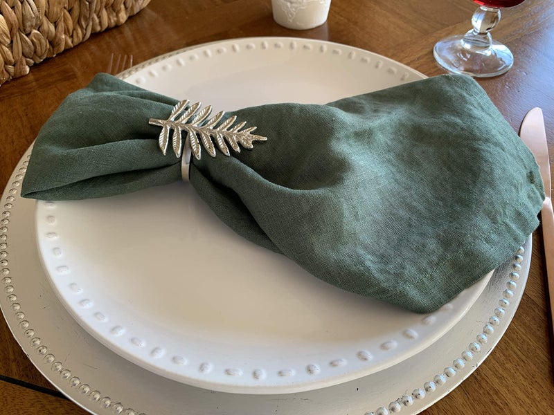 Eight Owls Linen Napkins -100% French Flax - Stonewashed Pure Linen Cloth Napkins - Size 18 Inch x 18 Inch - Set of 4 (Soft Rustic Green) - Image 4
