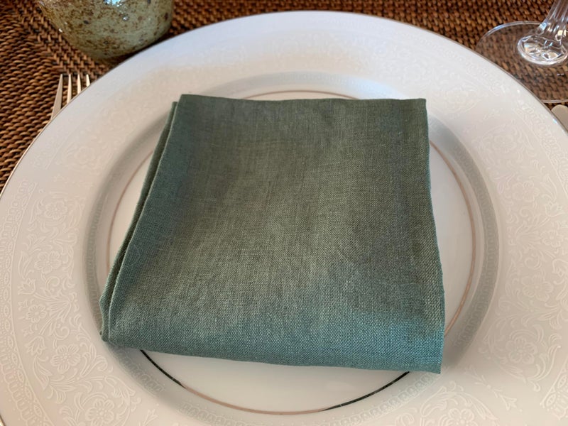 Eight Owls Linen Napkins -100% French Flax - Stonewashed Pure Linen Cloth Napkins - Size 18 Inch x 18 Inch - Set of 4 (Soft Rustic Green) - Image 5