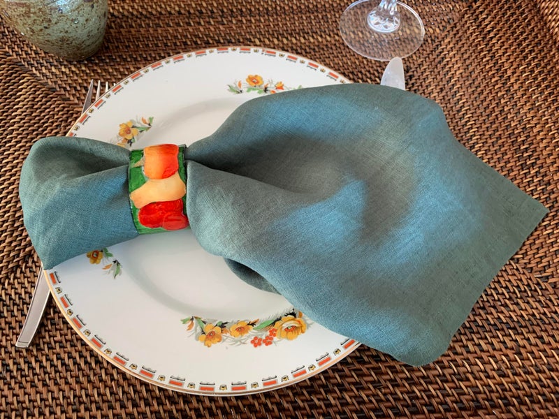 Eight Owls Linen Napkins -100% French Flax - Stonewashed Pure Linen Cloth Napkins - Size 18 Inch x 18 Inch - Set of 4 (Soft Rustic Green) - Image 3