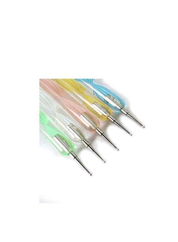 ORiTi 5pcs 2way Nail Art Design Set Dotting Painting Drawing Brush Polish Marbleizing Pen Tools on Natural nails polish plastics kit - Image 5