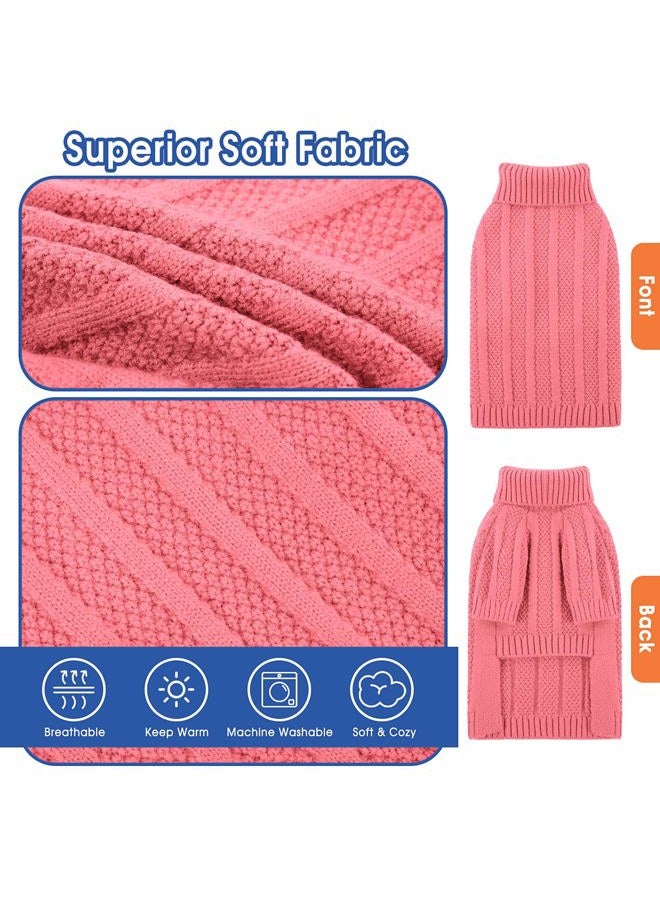 Queenmore XSmall Dog Sweater,Small Sweater for Dog,Soft Knitted Dog Sweater Christmas Clothing,Turtleneck Pullover Puppy Sweaters for Dogs Girls Boys,Cozy Pet Knitwear for Teacup,Chihuahua(Pink,XS) - Image 3