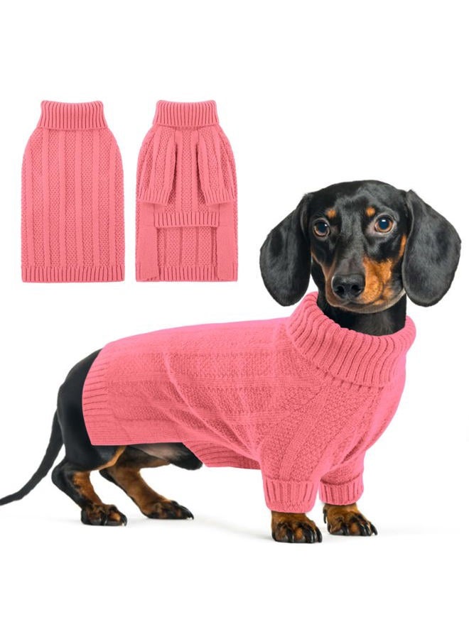 Queenmore XSmall Dog Sweater,Small Sweater for Dog,Soft Knitted Dog Sweater Christmas Clothing,Turtleneck Pullover Puppy Sweaters for Dogs Girls Boys,Cozy Pet Knitwear for Teacup,Chihuahua(Pink,XS) - Image 1