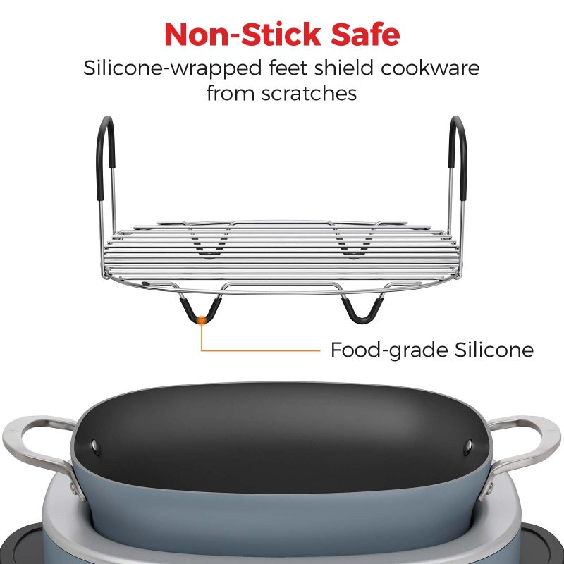 Goldlion Steam and Roast Rack Compatible with Ninja Crockpot Slow Cooker - Stainless Steel Roasting Rack with Silicone-Protected Feet & Handles - Accessories for Ninja Foodi Possiblecooker - Image 2