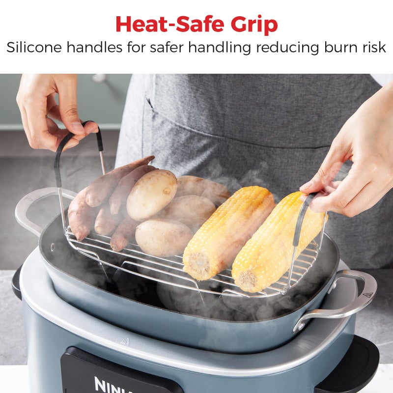 Goldlion Steam and Roast Rack Compatible with Ninja Crockpot Slow Cooker - Stainless Steel Roasting Rack with Silicone-Protected Feet & Handles - Accessories for Ninja Foodi Possiblecooker - Image 3