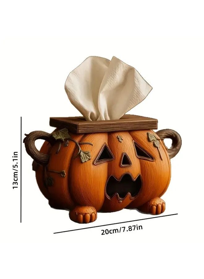 حامل علب المناديل لقرع الهالويين، منظم ورق التواليت الكرتوني الراتنج، قطعة واحدة - Image 4