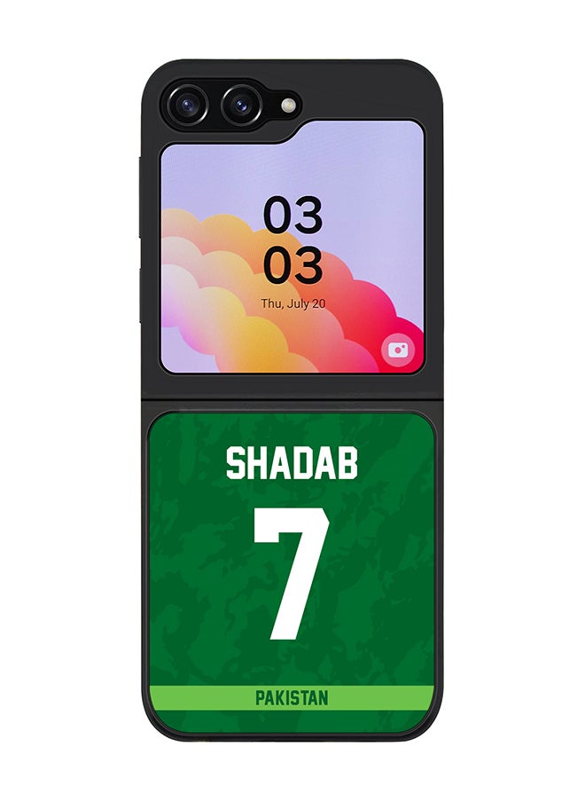 Stylizedd - Cover for Samsung Galaxy Z Flip5 Case, Rugged Black Slim Fit Soft Flexible Thin Protective Phone Cases - Player Name - Shadab Khan, Jersey Number- 7 - Image 1
