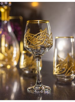 Sudeka 61 Piece 12 Person Leaf Crystal Cut Gold Glass Water Cup Set, Soft Drink Glass Set  - Image 2