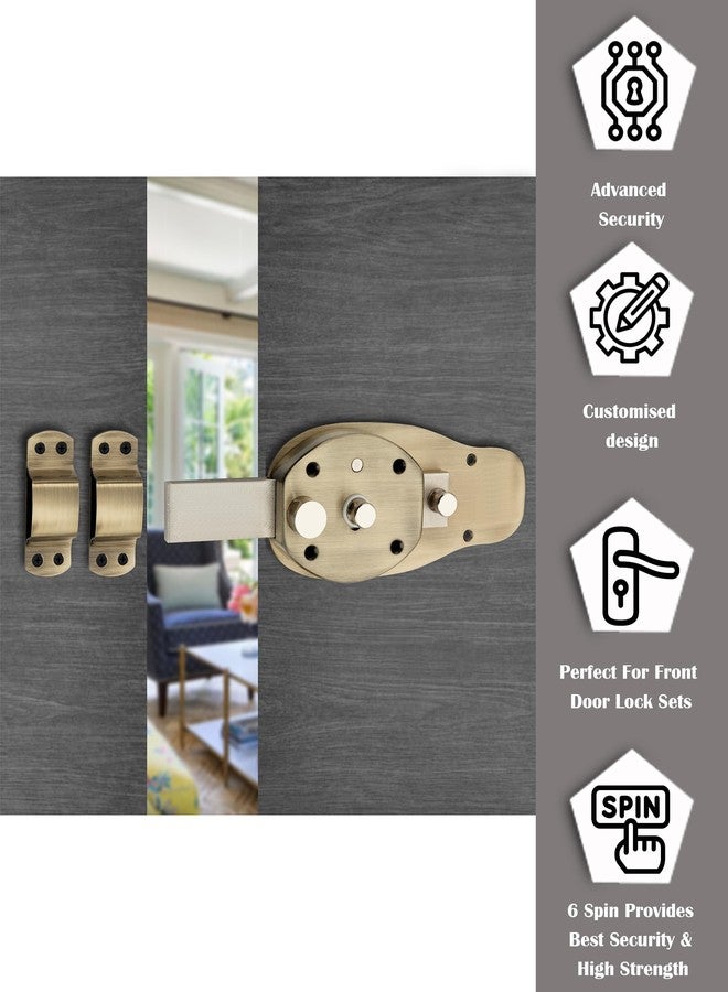 SUPRA Ultra Strong Interlock for Main Door Lock | 6-Turn Security Mechanism Deadbolt | Brass Cylinder with 3 Dimple Keys (Antique Finish) - Image 5