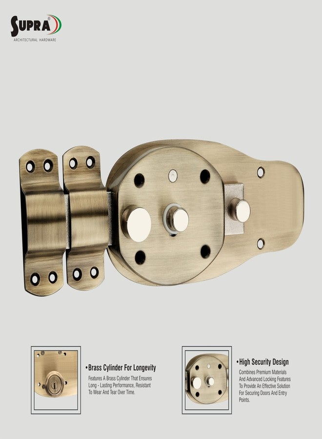 SUPRA Ultra Strong Interlock for Main Door Lock | 6-Turn Security Mechanism Deadbolt | Brass Cylinder with 3 Dimple Keys (Antique Finish) - Image 4