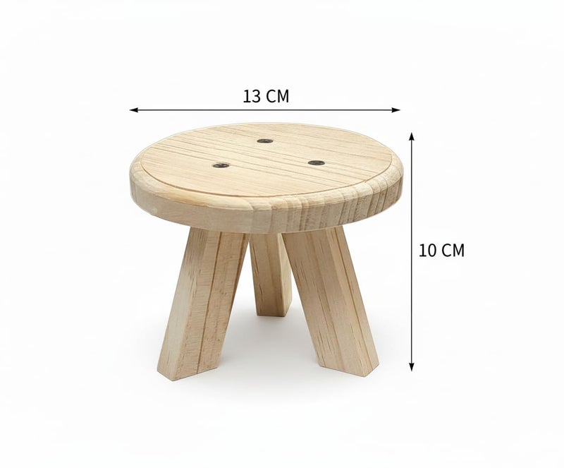 ABTRIX WITH AB 2 Pack Mini Wooden Plant Stand Stool, Natural Pine Wood Plant Riser Display Holder, Round Small Pot Stand for Indoor Outdoor Succulents, Bonsai & Home Decor - 13cm Diameter - Image 2