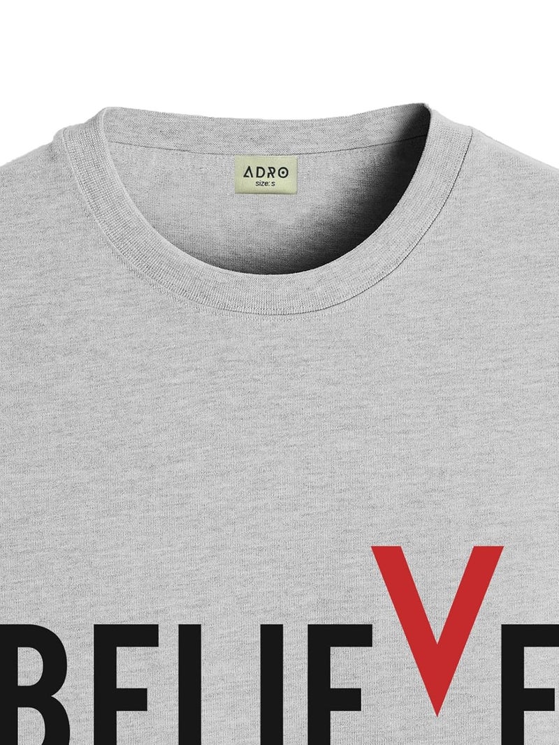 ADRO Men's 100% Cotton Graphic Printed T-Shirt in Grey - Image 5