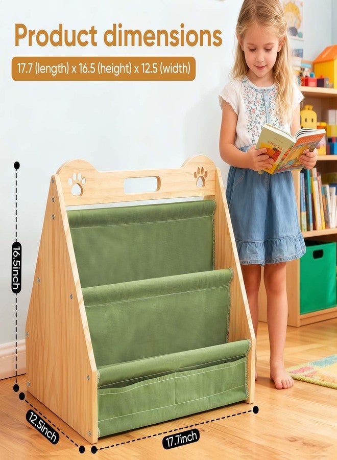 dakewang Small Bookshelf for Kids and Toddler, Double-Sided Baby Bookshelf, Montessori Kids Bookcase, Baby Book Shelf for Nursery (Green) - Image 5