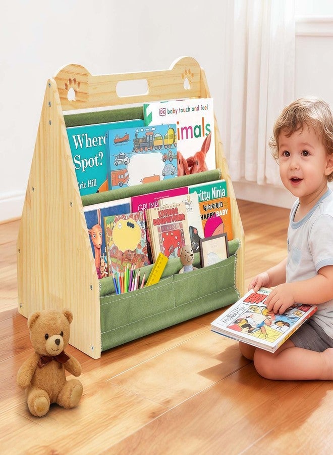 dakewang Small Bookshelf for Kids and Toddler, Double-Sided Baby Bookshelf, Montessori Kids Bookcase, Baby Book Shelf for Nursery (Green) - Image 1